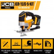 JCB 18V Cordless Jigsaw, 2x 5.0Ah Batteries and Fast charger in Hard Case